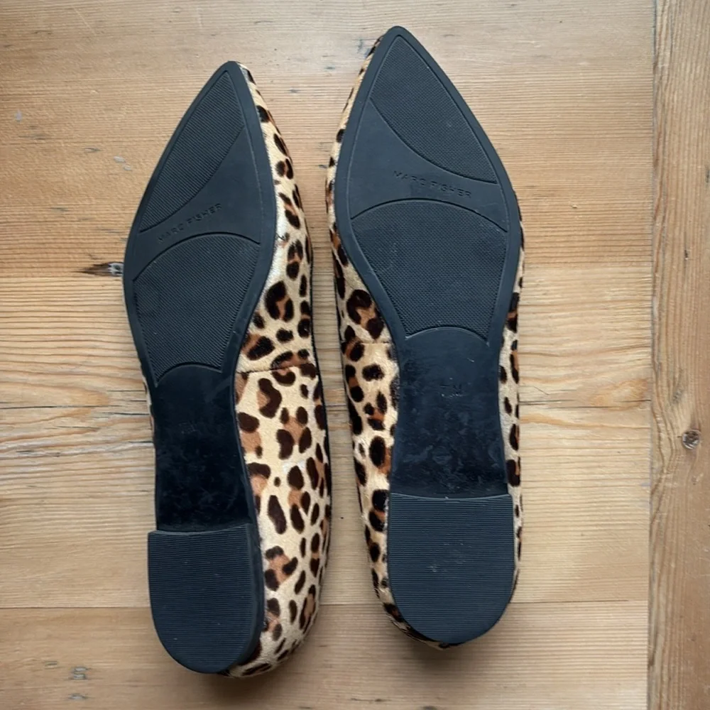 Marc Fisher Brown and Black Cow Fur Flats Sleek Pointed-Toe Loafers Size 7.5 EUC - Picture 7 of 11